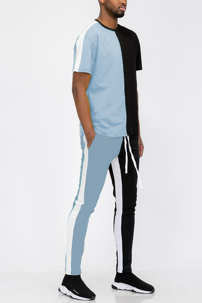 Blue/Black Two Way Split T-Shirt Set