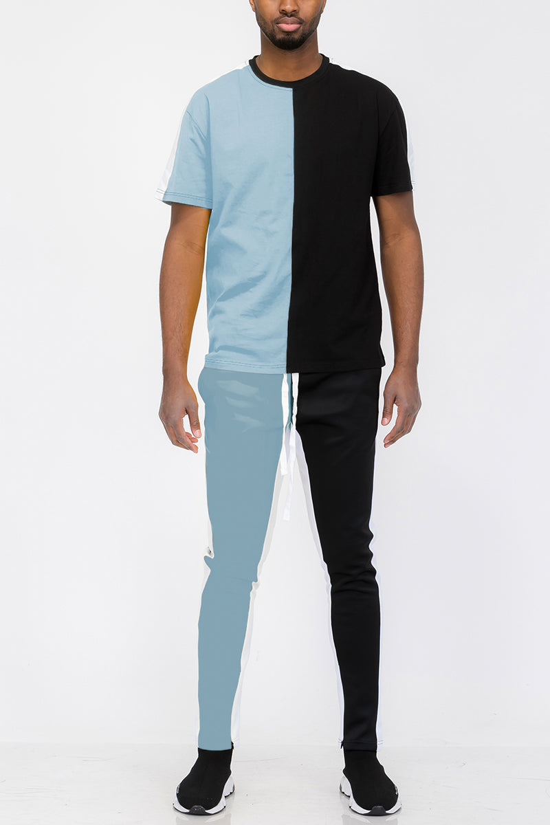 Blue/Black Two Way Split T-Shirt Set