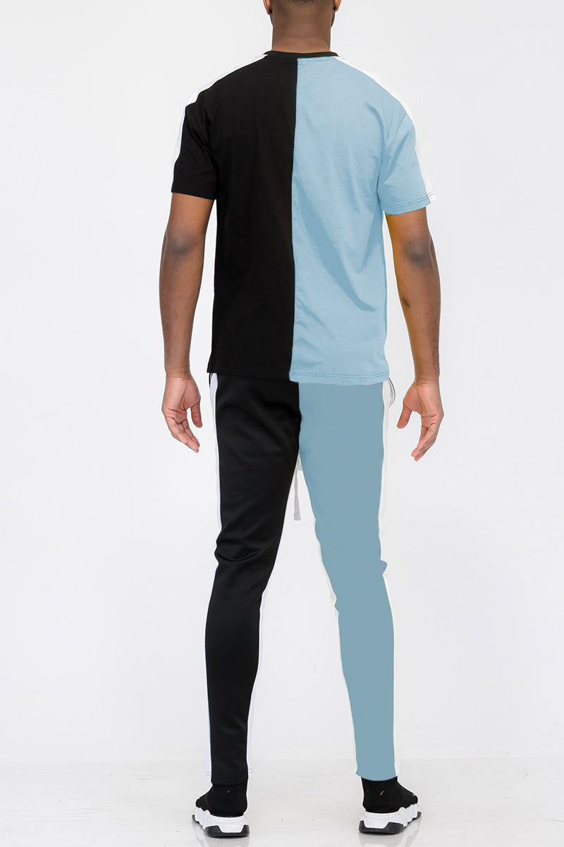 Blue/Black Two Way Split T-Shirt Set