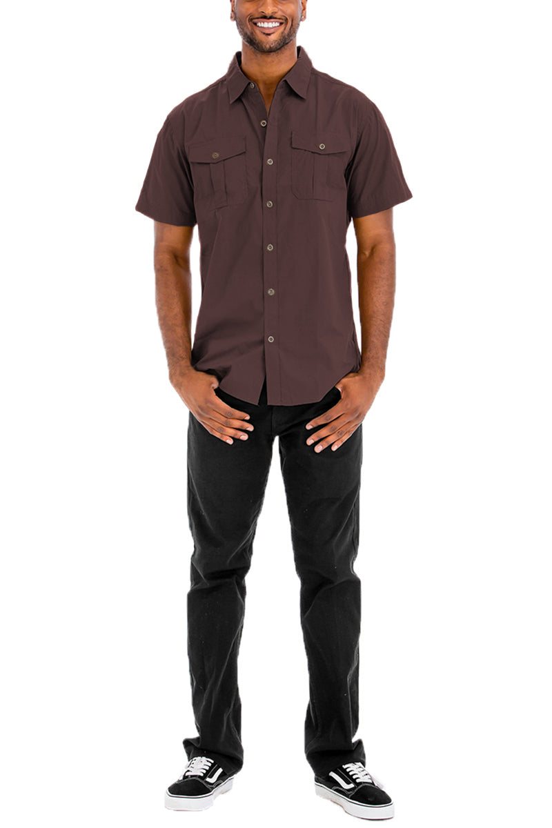 Brown Two Pocket Button Down Shirt