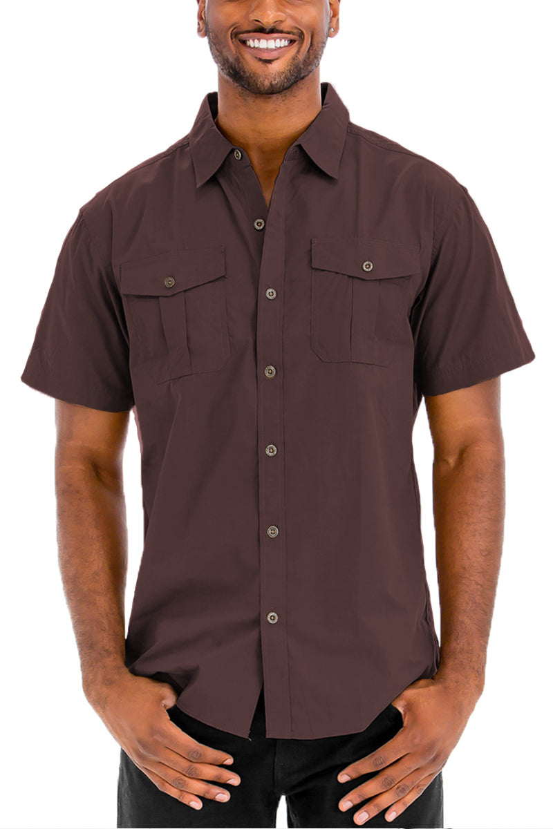 Brown Two Pocket Button Down Shirt