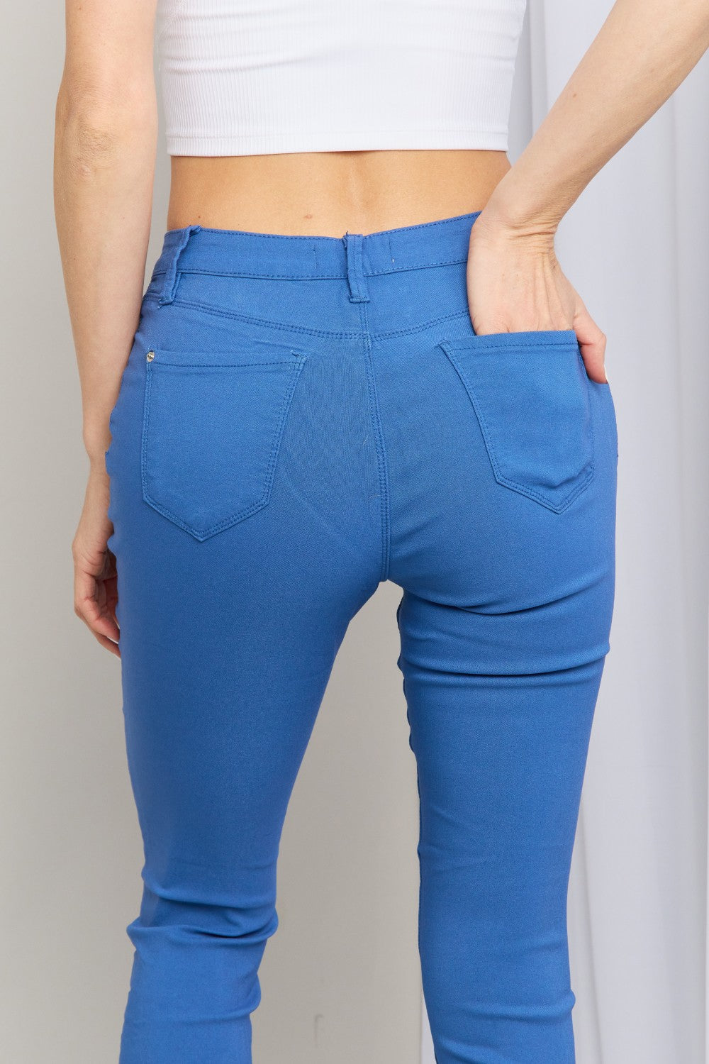 YMI Jeanswear Hyper-Stretch Full Size Mid-Rise Skinny Jeans in Electric Blue