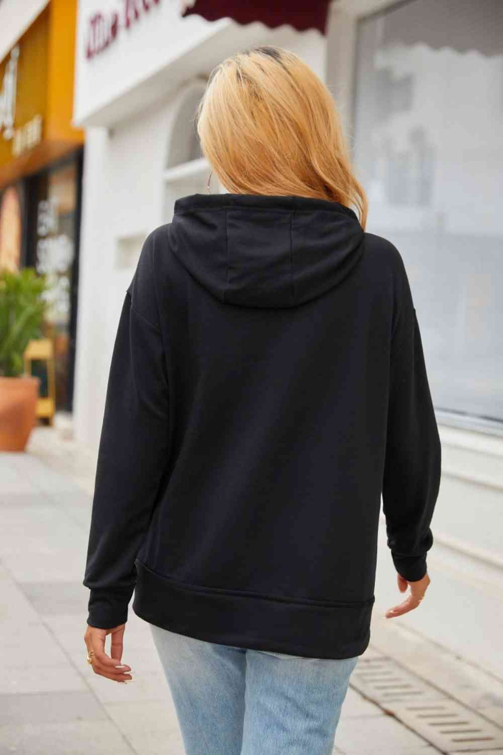 Sudadera con capucha y cordón con detalle de cremallera