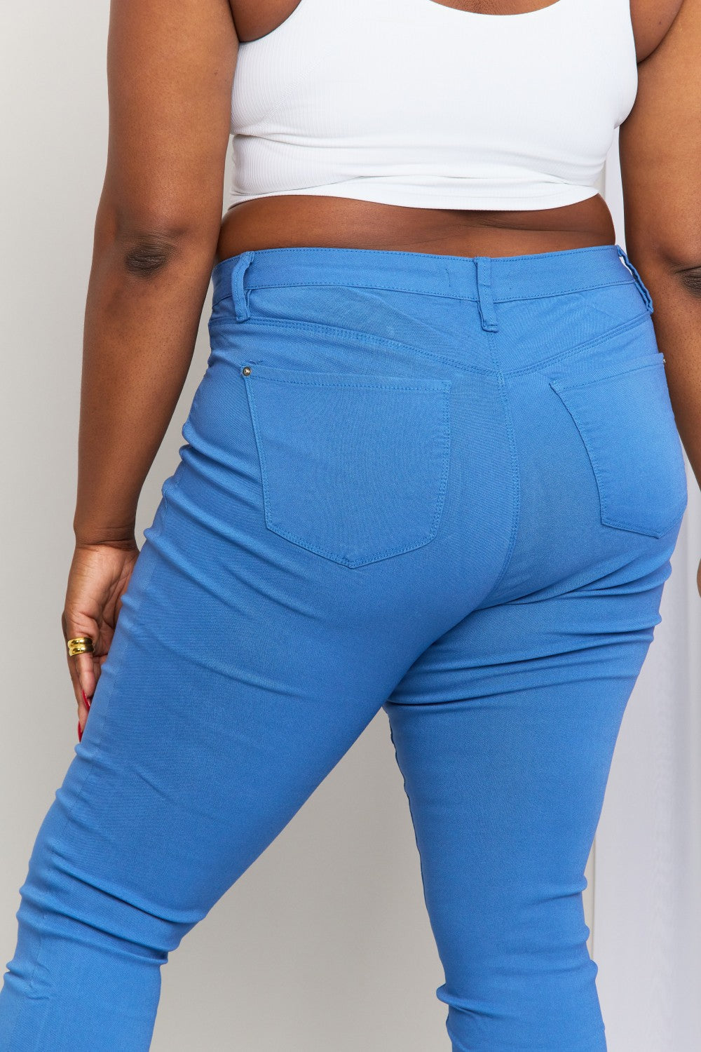 YMI Jeanswear Hyper-Stretch Full Size Mid-Rise Skinny Jeans in Electric Blue