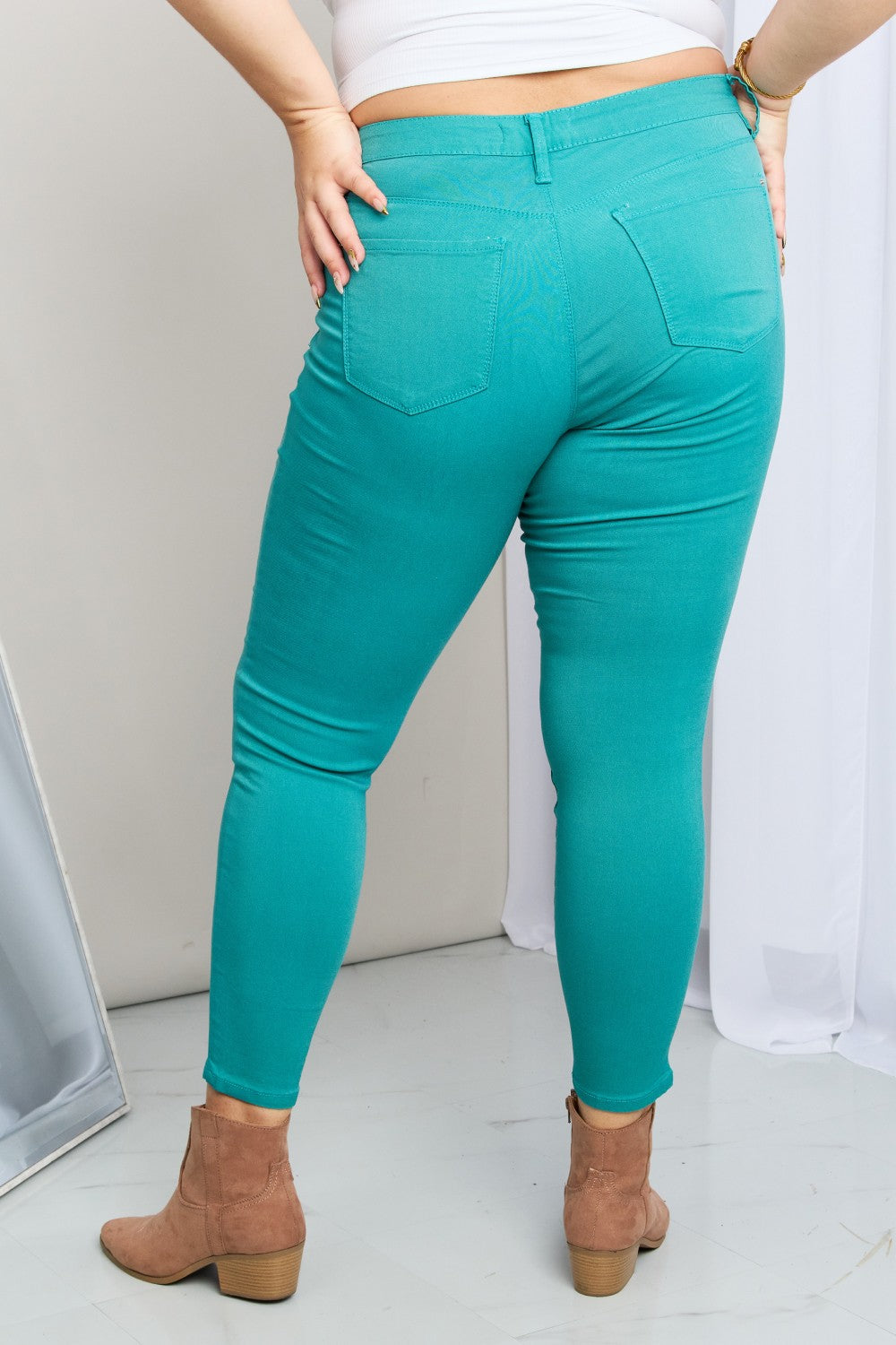YMI Jeanswear Hyper-Stretch Full Size Mid-Rise Skinny Jeans in Sea Green