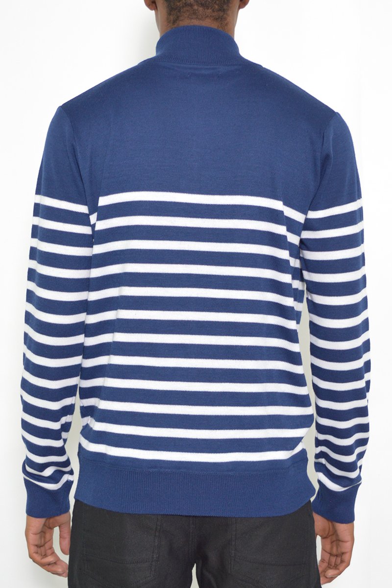 Quarter Zip Stripe Pullover Sweater