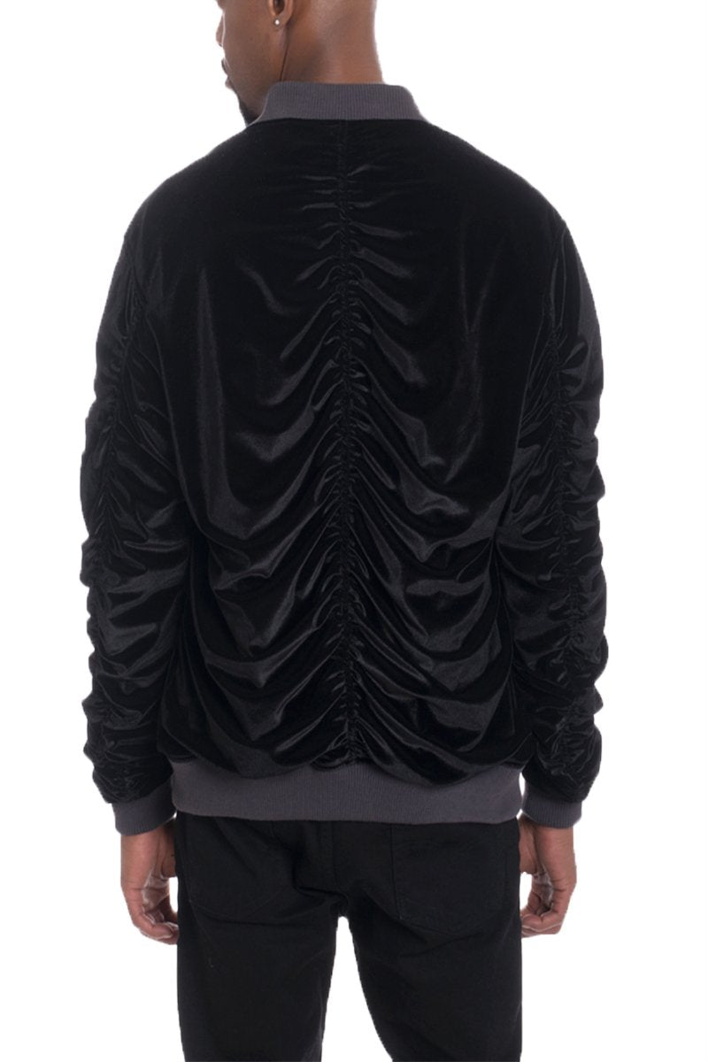 Black Velour Bomber Jacket