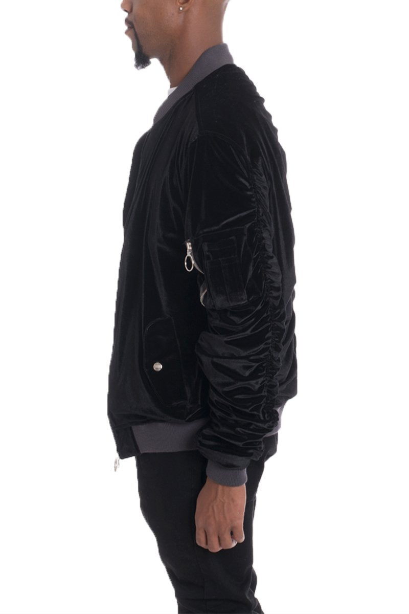 Black Velour Bomber Jacket