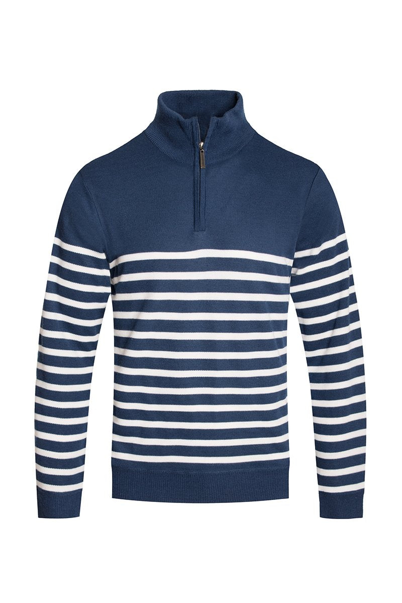 Quarter Zip Stripe Pullover Sweater