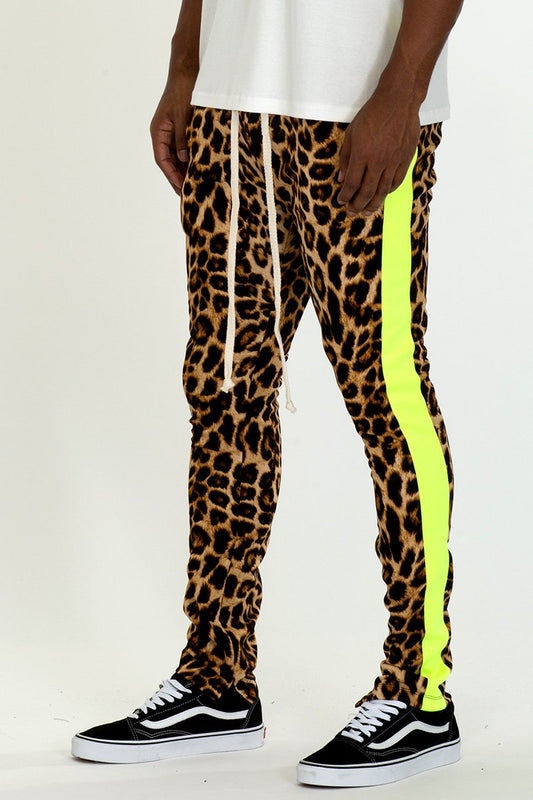 Cheetah Print Stripe Track Pants