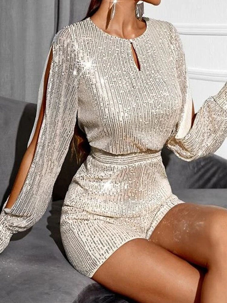 Glitter Sequins Sparkly Shorts Jumpsuit Women Spring Hollow Out