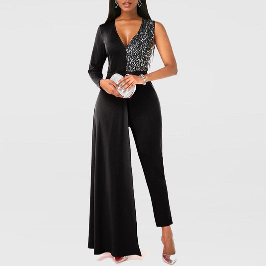 Sexy V Neck Slim Office Lady Playsuit Overalls Women Jumpsuit