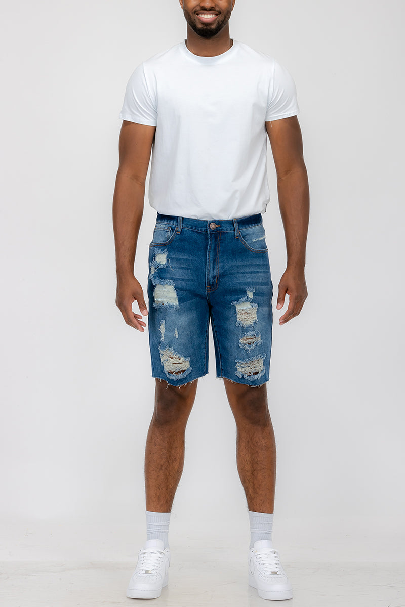 Mens Distressed Denim Shorts