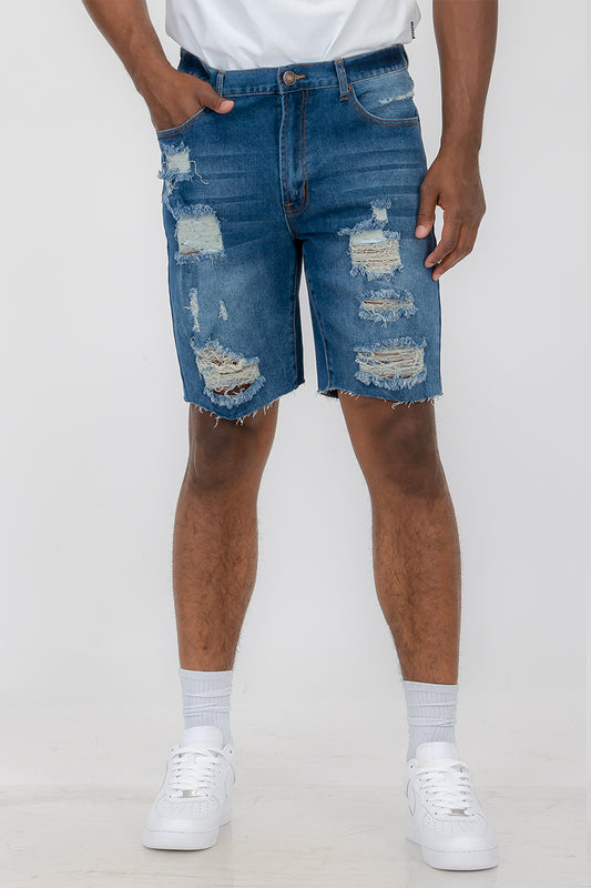 Mens Distressed Denim Shorts