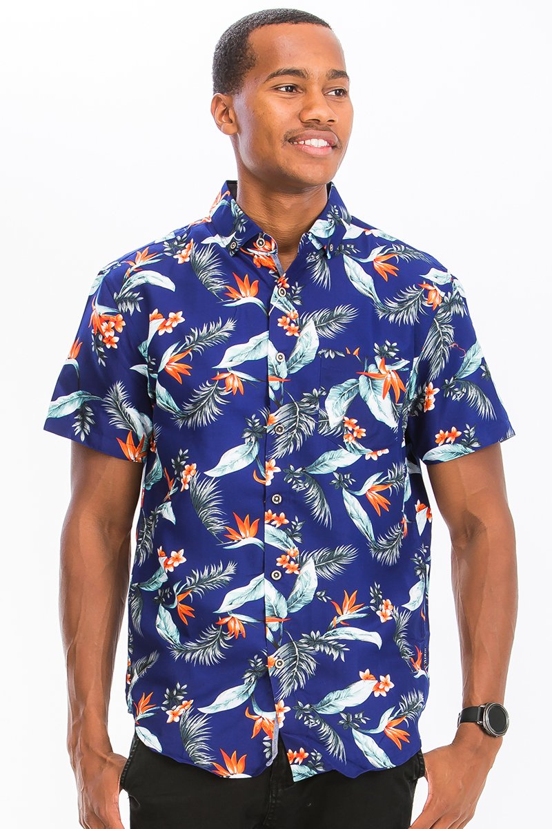 Hawaiian Print Button Down Shirt