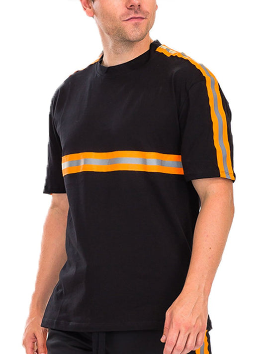Black & Orange Reflective Tape T-Shirt