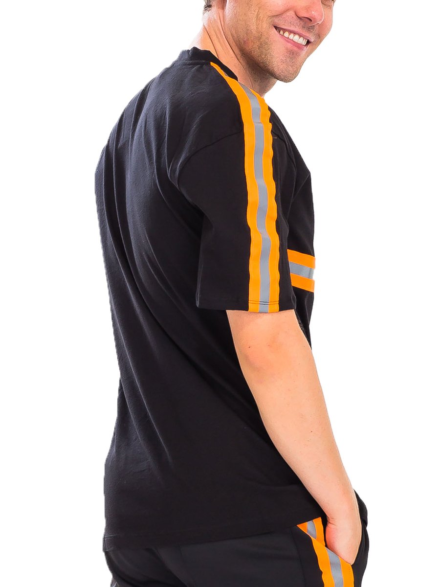 Black & Orange Reflective Tape T-Shirt