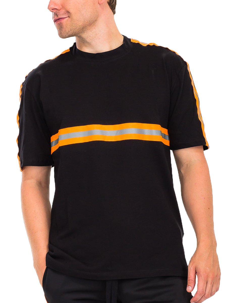 Black & Orange Reflective Tape T-Shirt