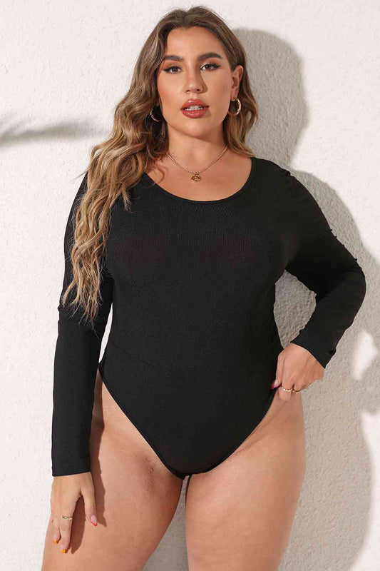 Body de manga larga con cuello redondo y talla grande