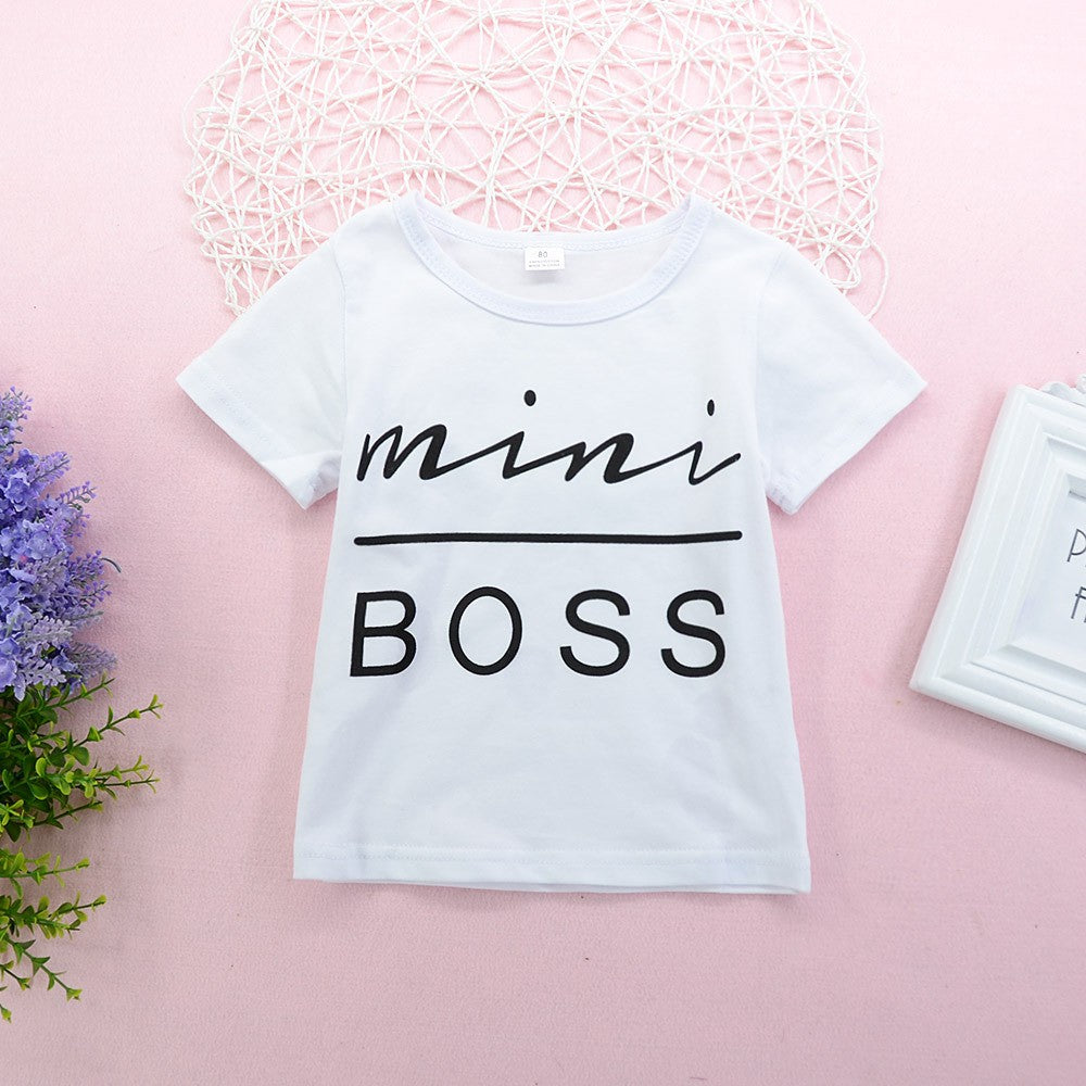 Conjunto de falda y camiseta con gráfico MINI BOSS para niñas