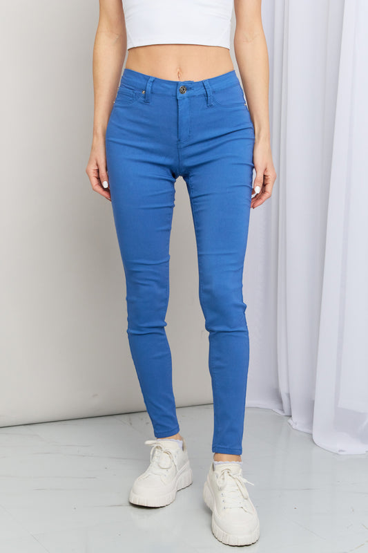 YMI Jeanswear Hyper-Stretch Full Size Mid-Rise Skinny Jeans in Electric Blue