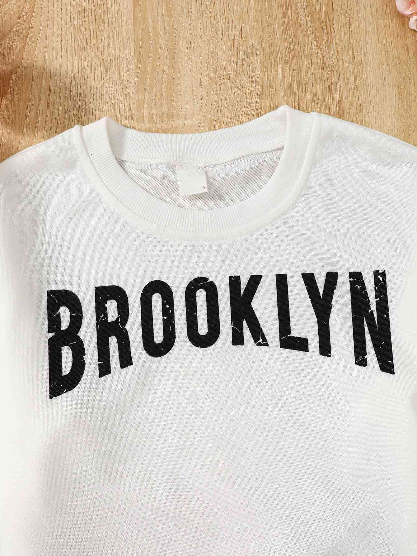 Conjunto de sudadera y joggers con gráfico BROOKLYN