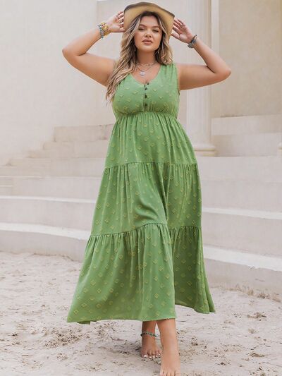 V-Neck Sleeveless Tiered Dress