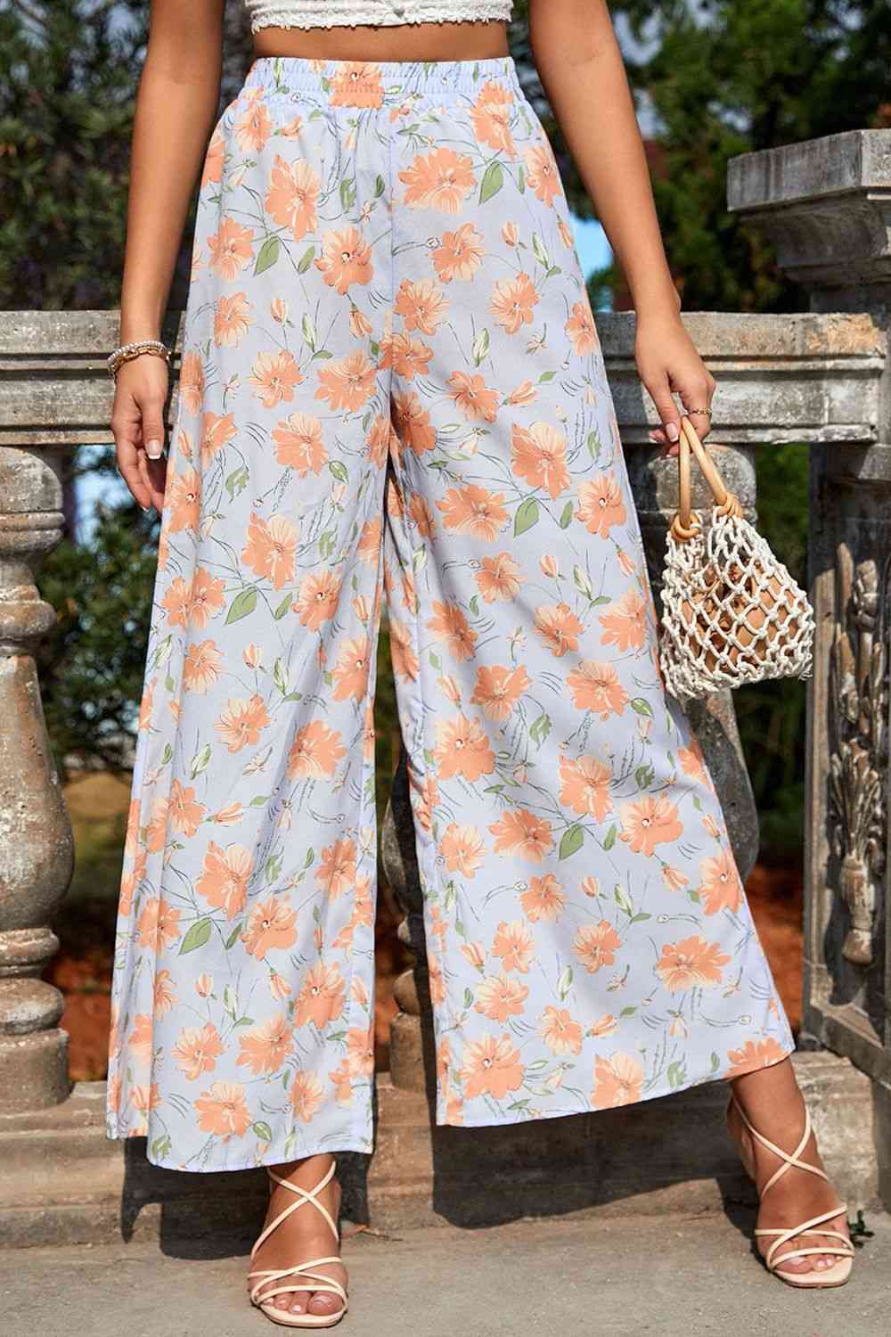 Pantalones largos estampados de pierna ancha