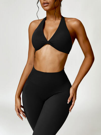 Twisted Halter Neck Active Bra