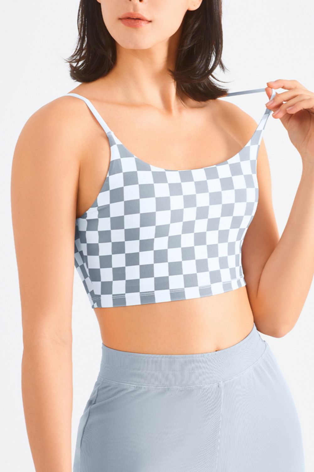 Breathable Checkered Sports Bra