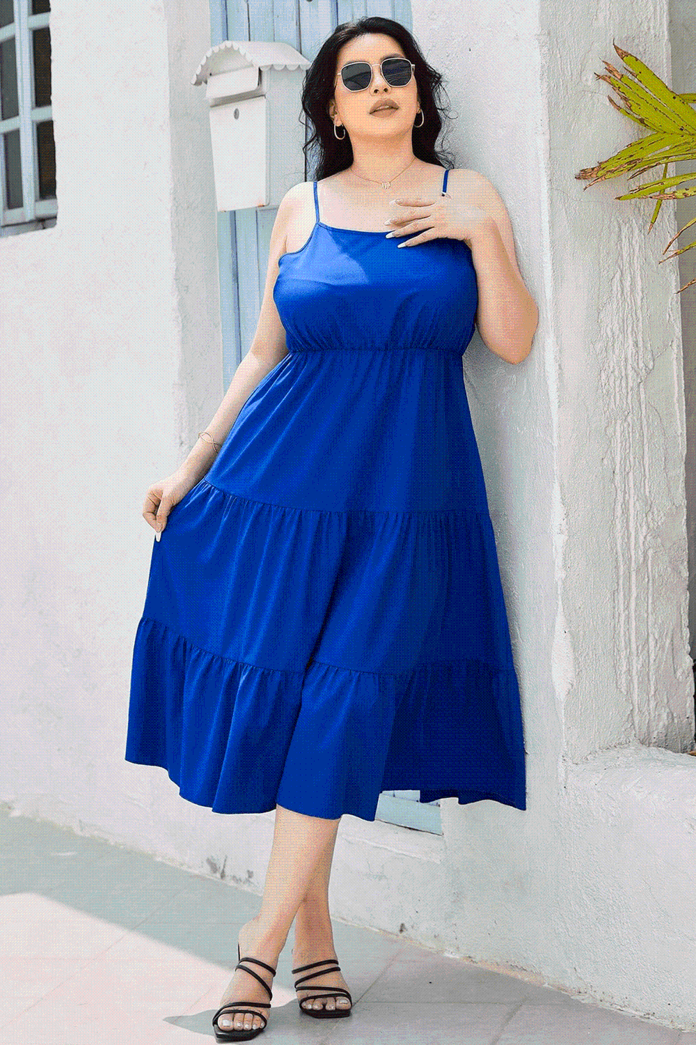 Plus Size Spaghetti Strap Tiered Dress