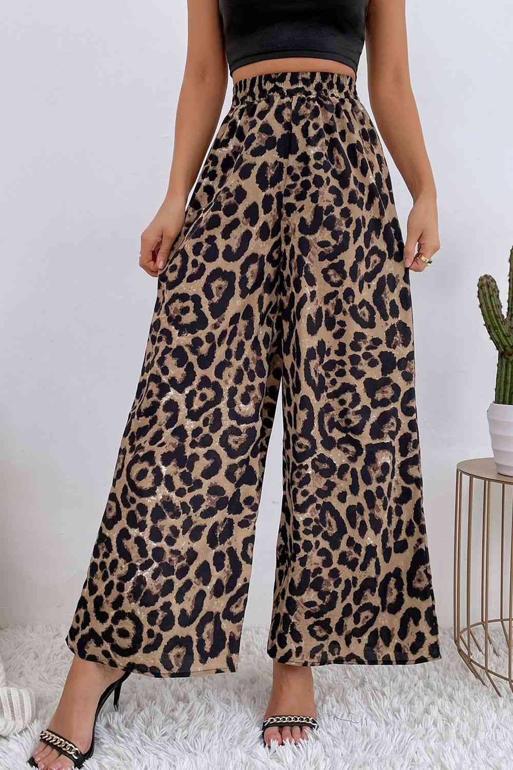 Pantalones largos estampados de pierna ancha