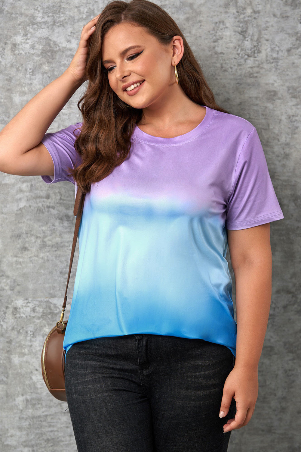 Camiseta con bloques de color degradado de talla grande