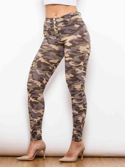 Leggings con botones de camuflaje de tamaño completo