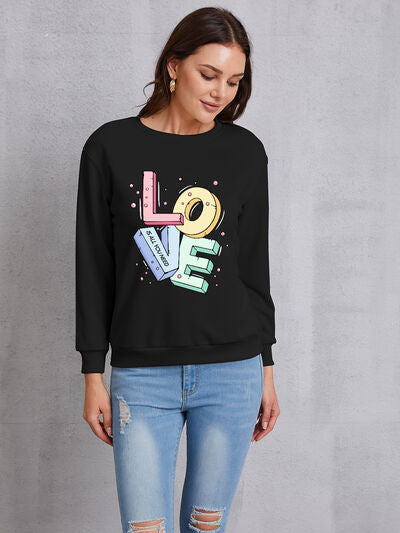 Sudadera de manga larga con cuello redondo LOVE