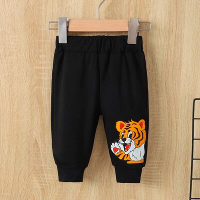 Conjunto de pantalones con cintura elástica y sudadera con capucha de manga larga Tiger