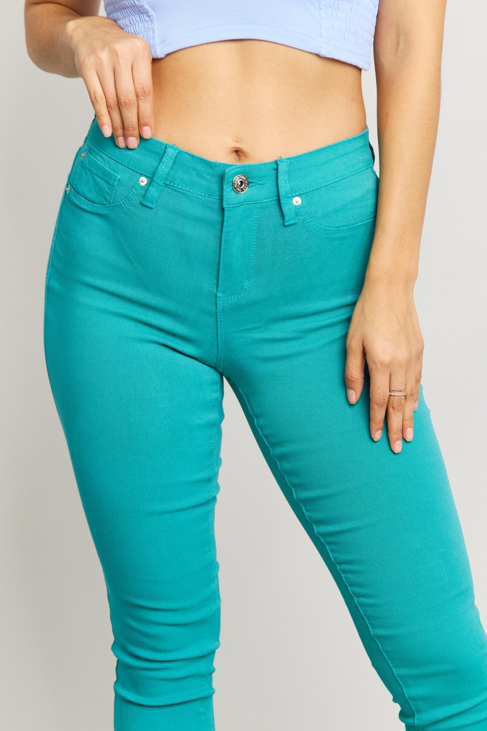 YMI Jeanswear Hyper-Stretch Full Size Mid-Rise Skinny Jeans in Sea Green