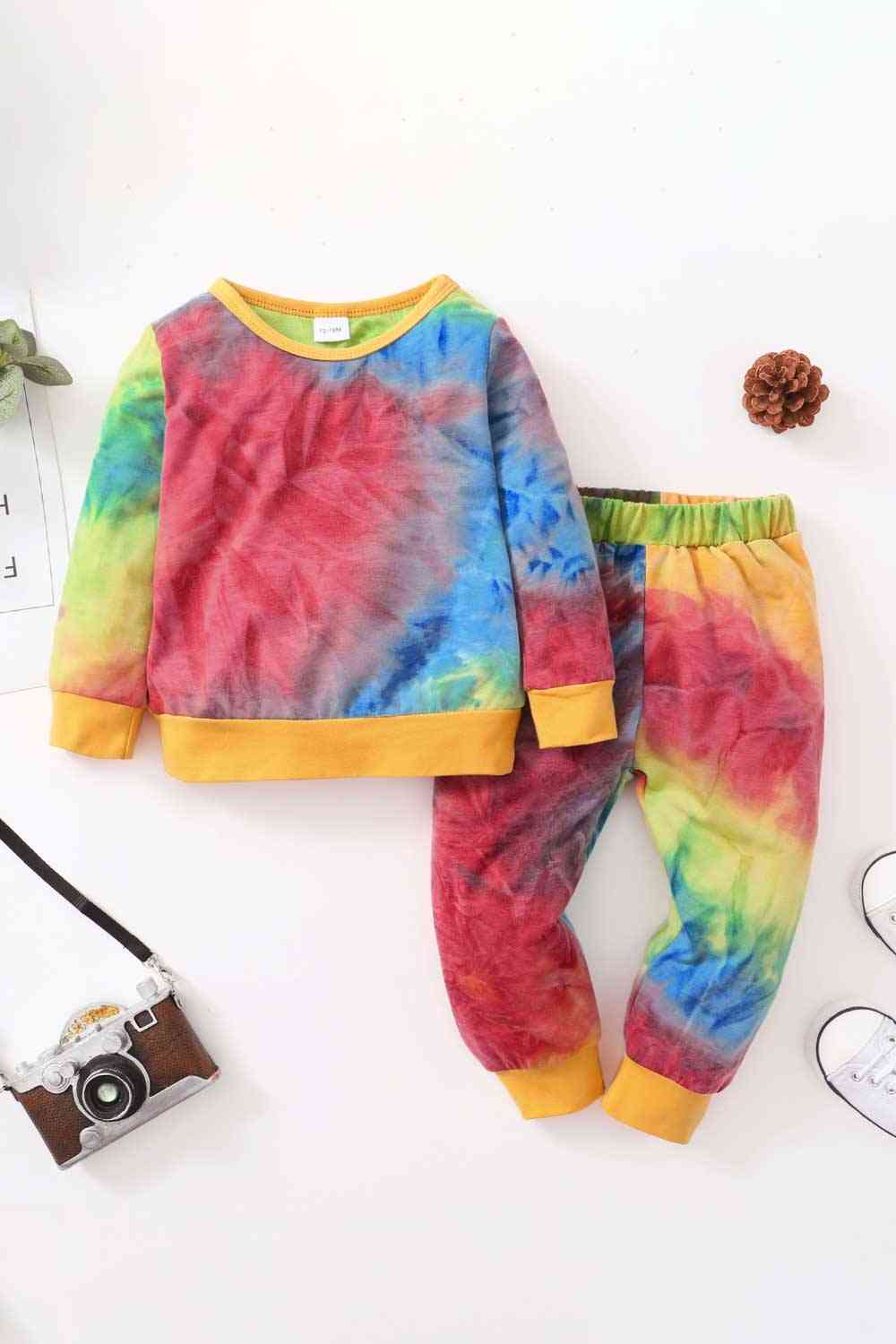 Conjunto de pantalón y top con efecto tie-dye para niños
