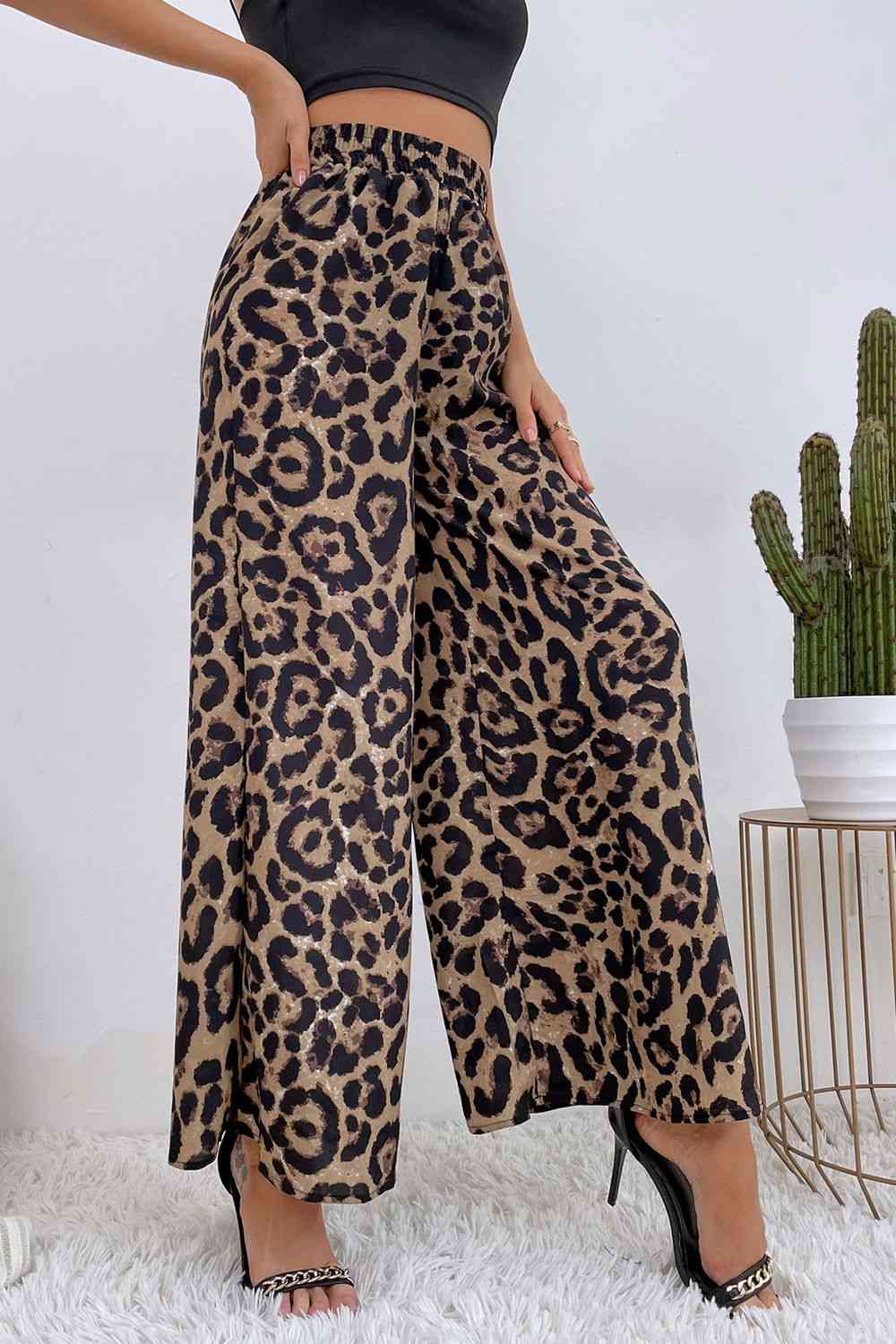 Pantalones largos estampados de pierna ancha