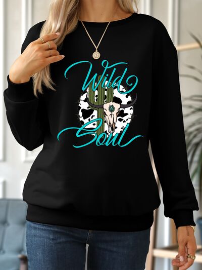 WILD SOUL Sudadera con cuello redondo y hombros caídos