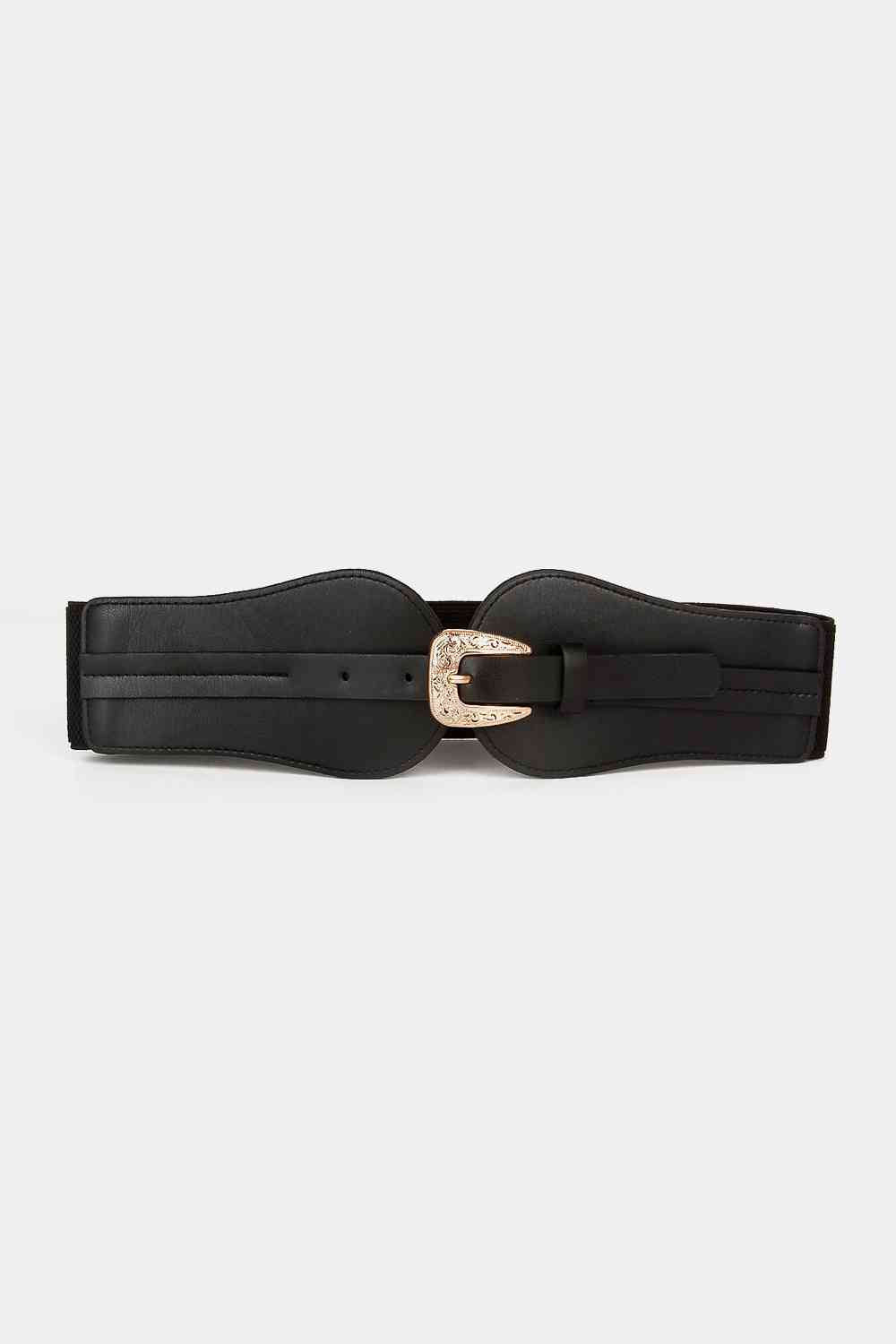 Cinturón ancho elástico con hebilla de aleación.