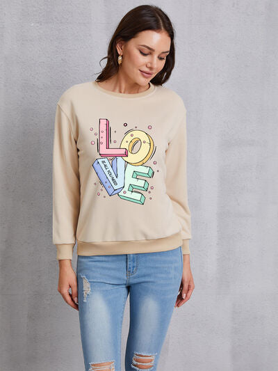 Sudadera de manga larga con cuello redondo LOVE