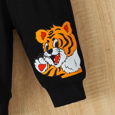 Conjunto de pantalones con cintura elástica y sudadera con capucha de manga larga Tiger