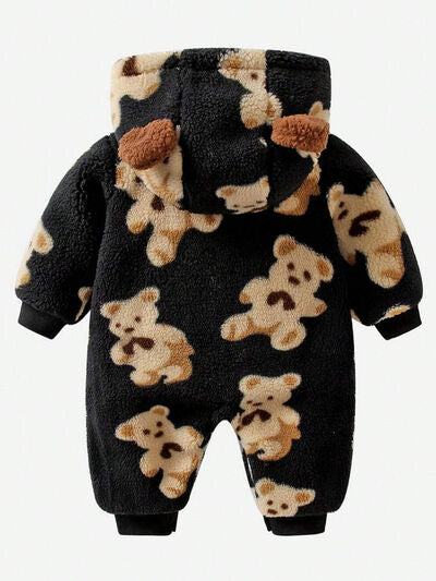 Mono con capucha y manga larga con cremallera y oso