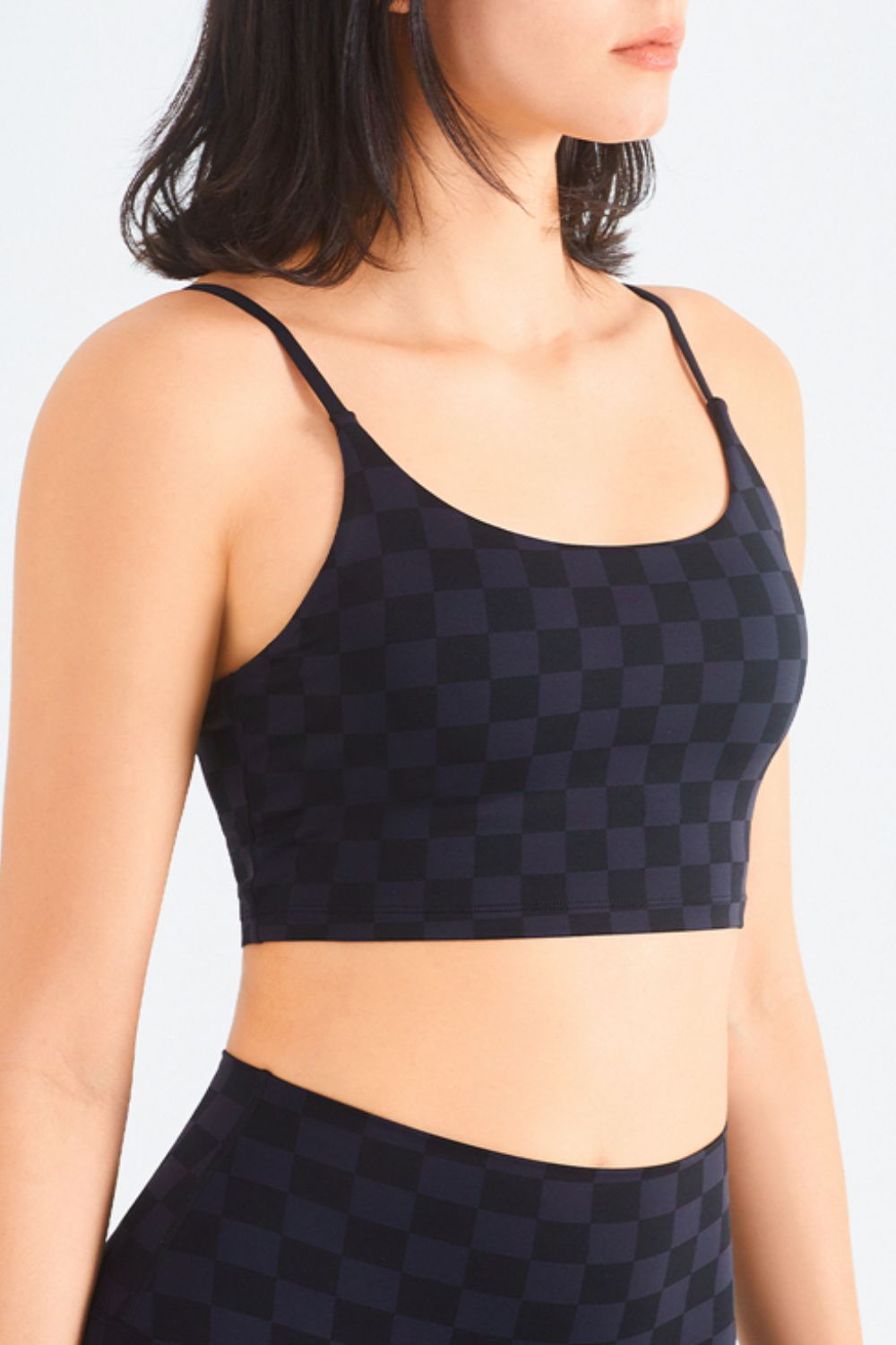 Breathable Checkered Sports Bra