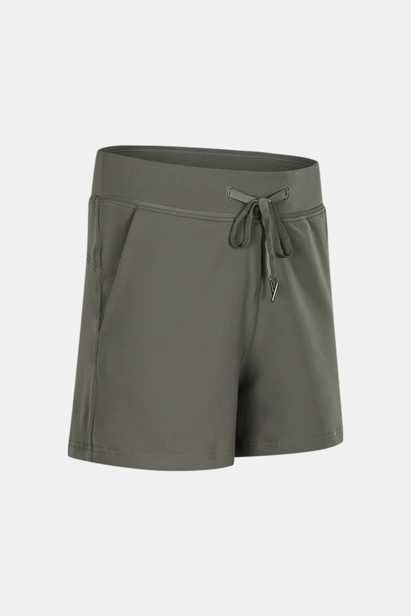 Shorts de yoga con cintura con cordón