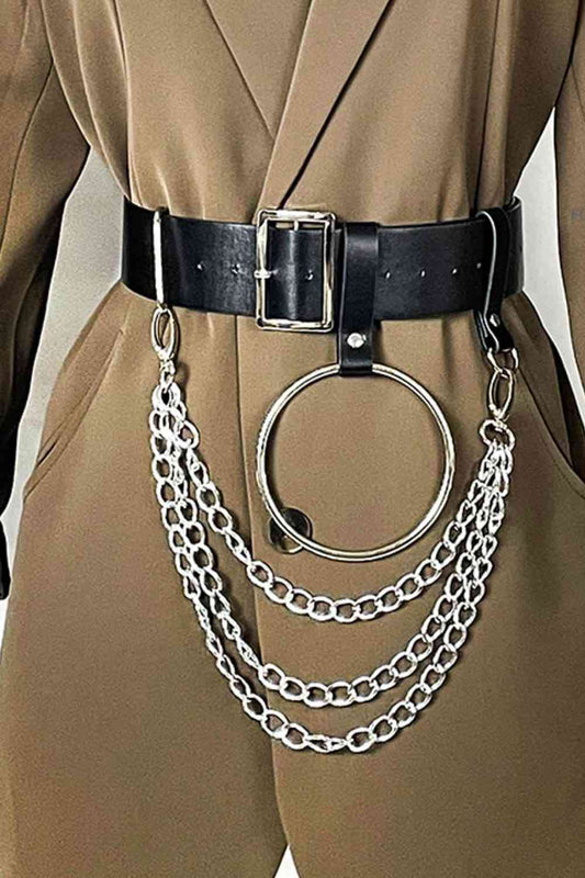 Cinturón de PU con cadena
